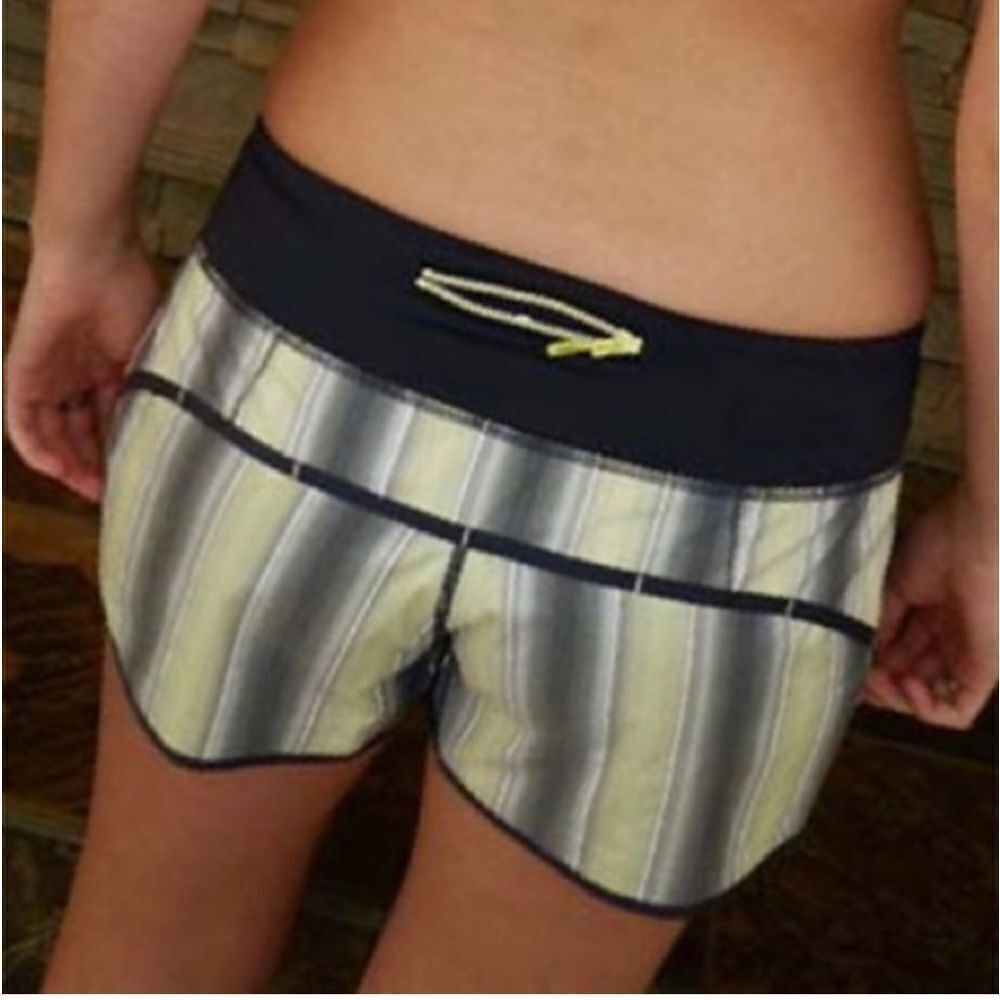 Lululemon Speed Short Coal Citron Ombre (vertical stripes) Sz 6